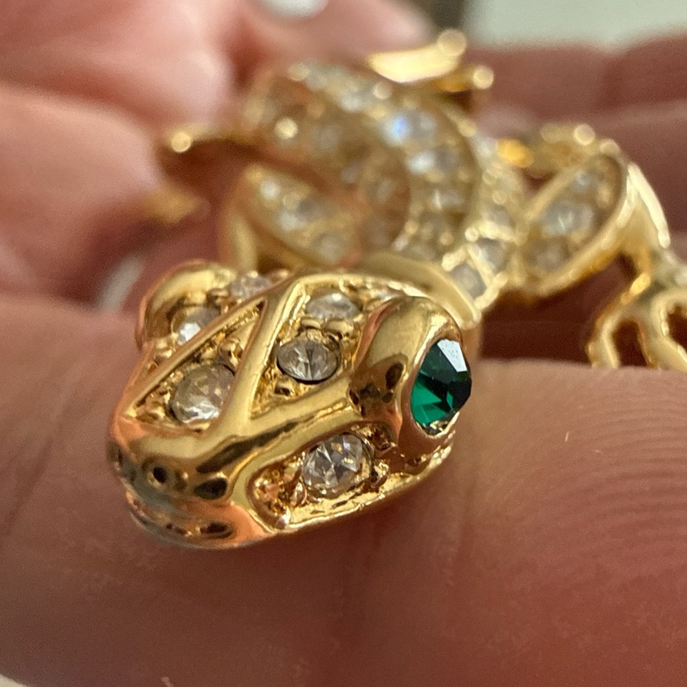 Gold Lizard Pin Rhinestone Jewelry